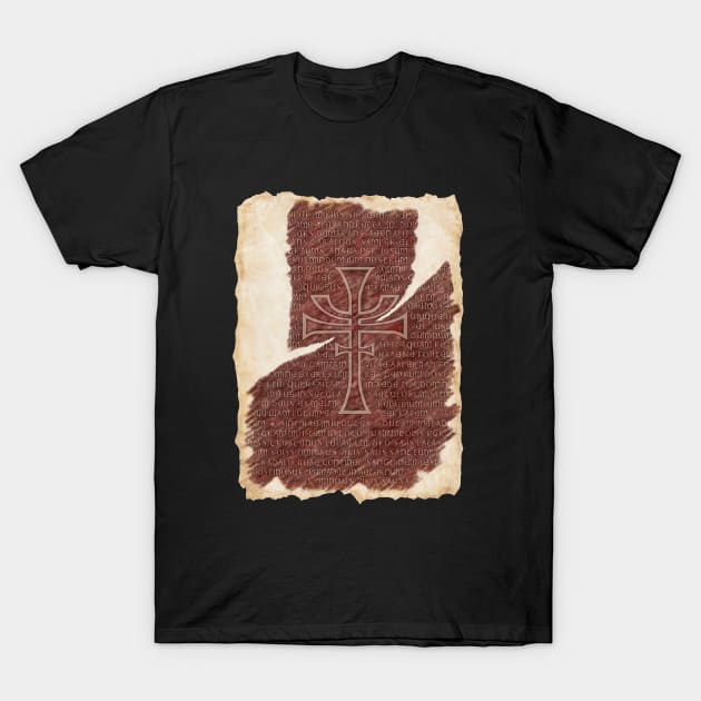 The Grail Tablet T-Shirt by Buff Geeks Art